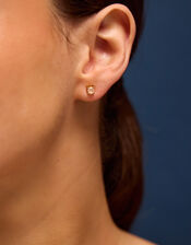 14ct Gold-Plated Rose Quartz Stud Earrings, , large