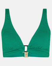 Stripe Texture Bikini Top, Green (GREEN), large