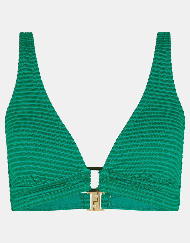 Stripe Texture Bikini Top, Green (GREEN), large