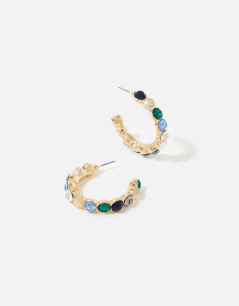 Blue Harvest Eclectic Stone Hoops, , large