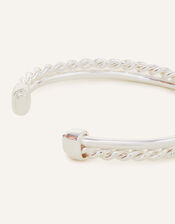 Sterling Silver-Plated Twisted Bangle, , large
