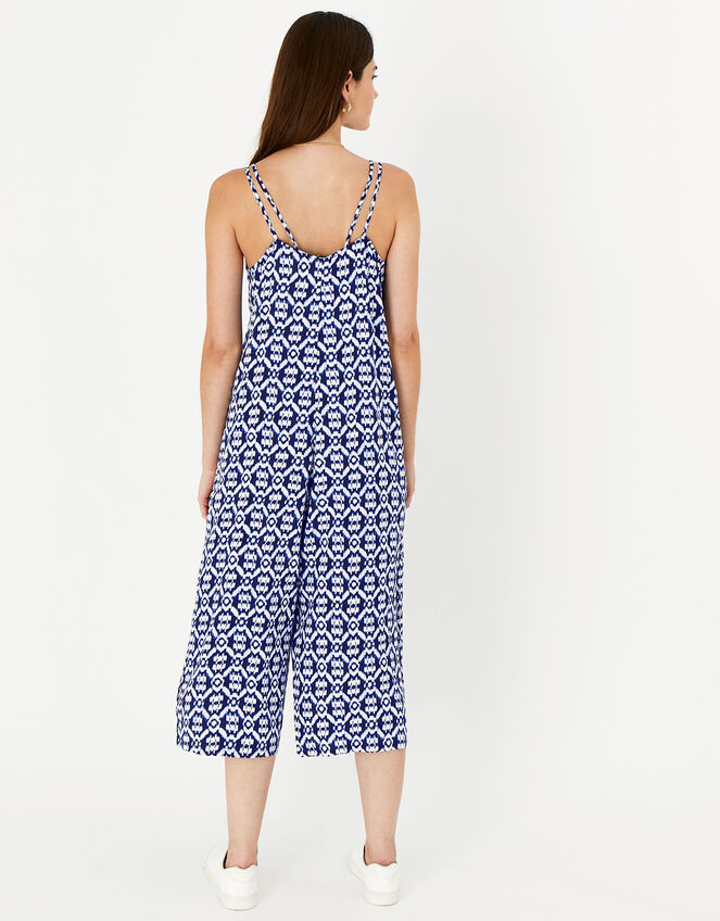 Ikat Loose Jumpsuit, Blue (NAVY), large