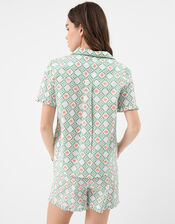 Heart Print Ruffle Shorts Pyjama Set, Ivory (IVORY), large