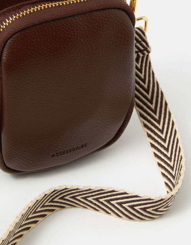 Webbing Strap Phone Bag, Brown (CHOCOLATE), large