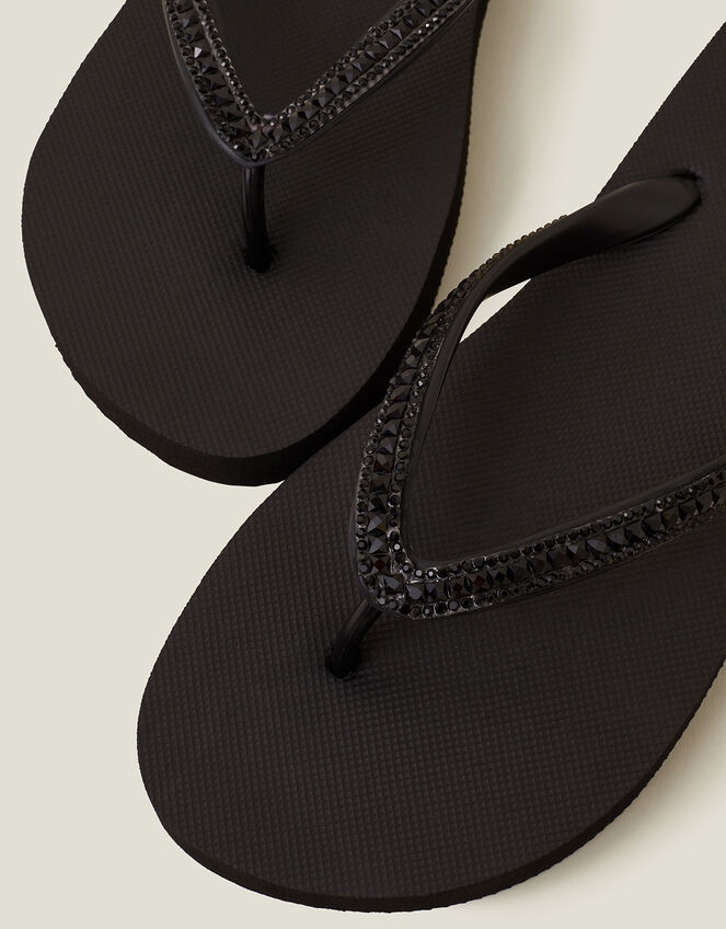Embellished Flip Flops, Black (BLACK), large