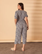 Ditsy Print Wrap Jumpsuit in LENZING™ ECOVERO™, Blue (NAVY), large