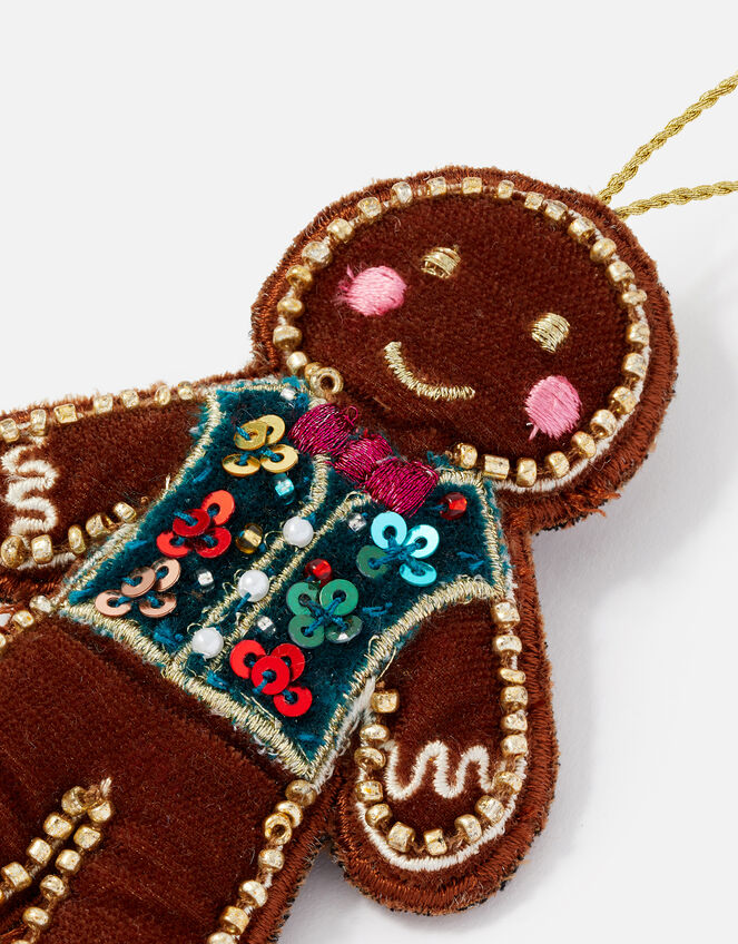 Embroidered Gingerbread Man Hanging Decoration , , large