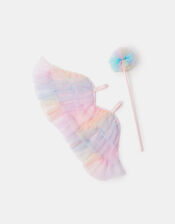 Girls Ombr&eacute; Frill Fairy Wings & Wand Set, , large