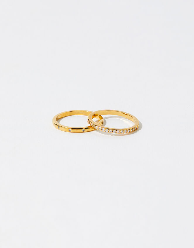 Gold-Plated Pave Ring Set, Gold (GOLD), large