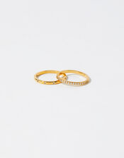 Gold-Plated Pave Ring Set, Gold (GOLD), large