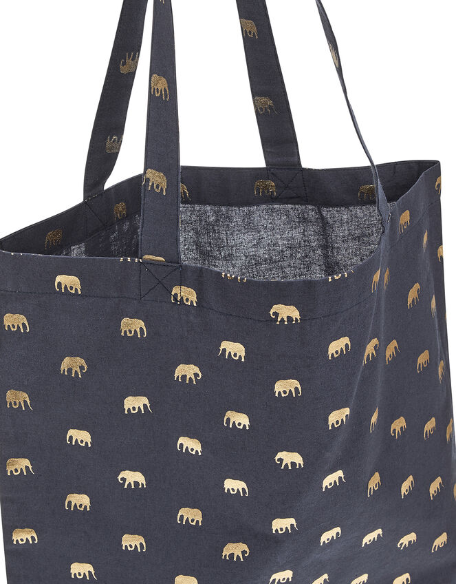 Metallic Elephant Shopper Bag, , large
