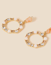 Eclectic Stone Circle Drop Earrings, , large