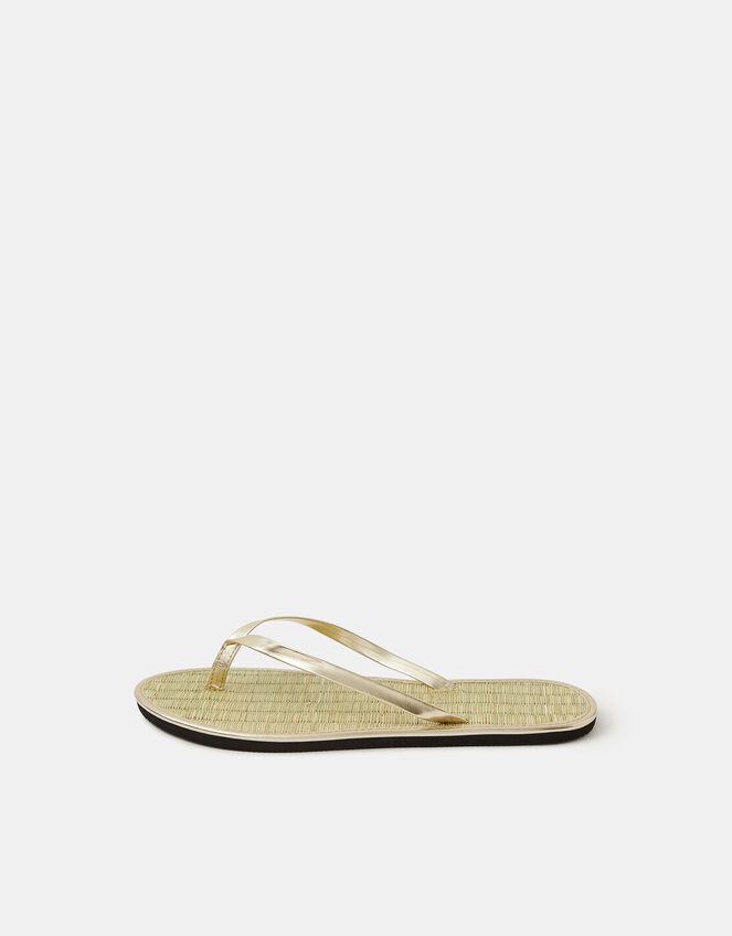 Plain Seagrass Flip Flops, Gold (GOLD), large