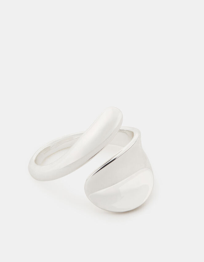 Sterling Silver-Plated Crossover Band Ring , , large
