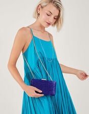 Beaded Hardcase Clutch Bag, Blue (BLUE), large
