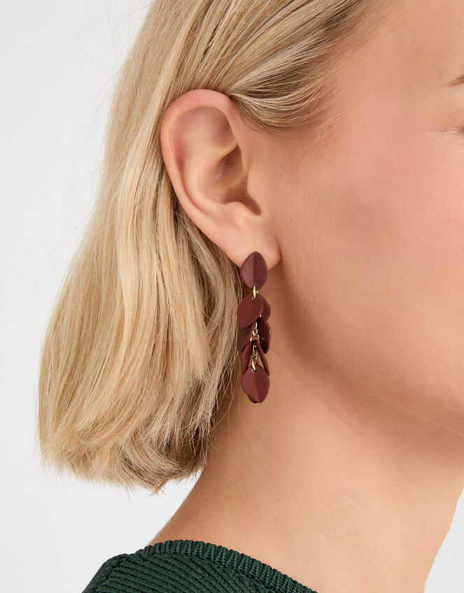 Enamel Willow Leaf Drop Earrings, , large