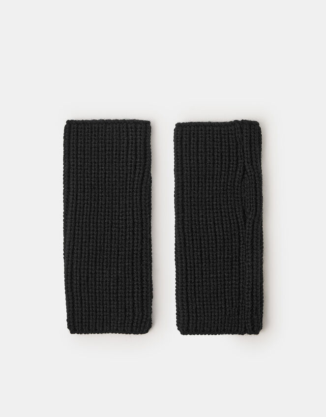 Ribbed Cut Off Gloves, Black (BLACK), large