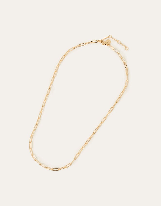 14ct Gold-Plated Paperclip Chain Necklace, , large