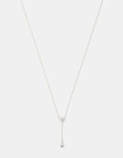 Sterling Silver Diamanté Lariat Necklace, , large