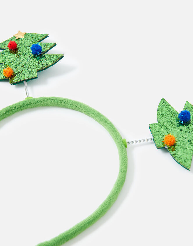 Dog Christmas Tree Glitter Bopper Headband, Green (GREEN), large