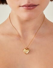 14ct Gold-Plated Ridge Heart Pendant Necklace, , large