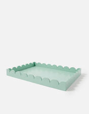 Large Wood Scallop Tray, Blue (BLUE), large