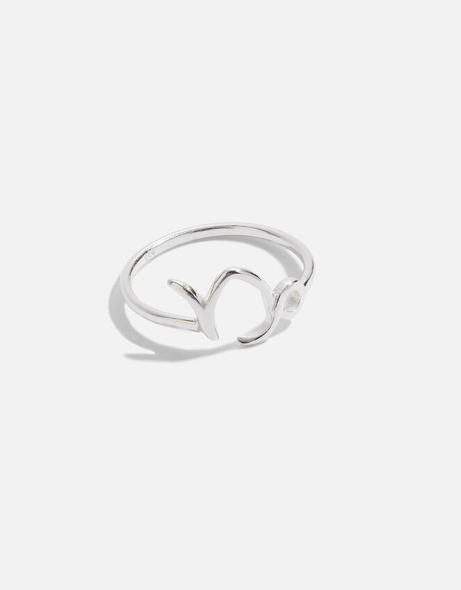 Sterling Silver Zodiac Capricorn Ring, Silver (ST SILVER), large