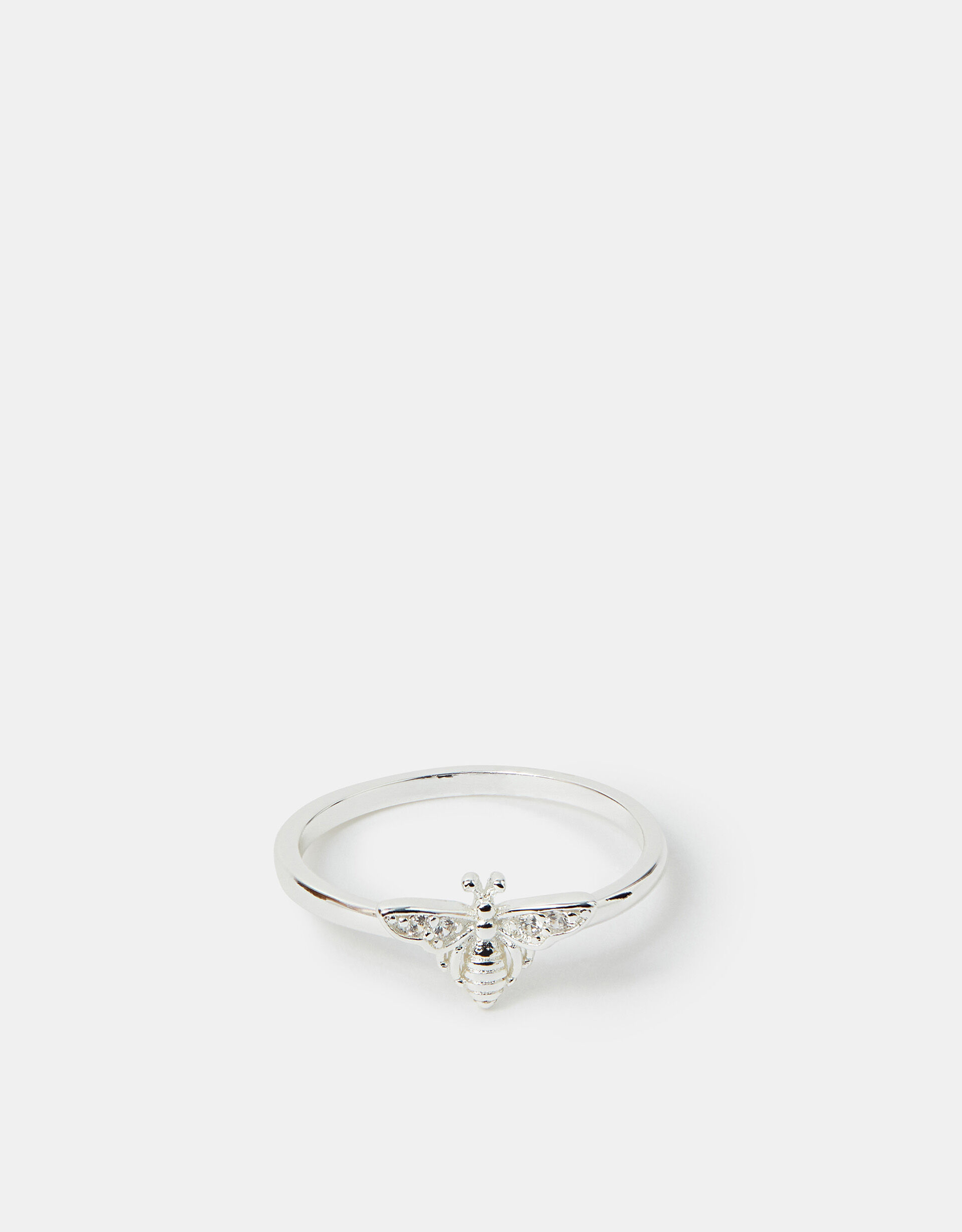 Sterling Silver-Plated Diamante Bee Ring Silver | Sterling