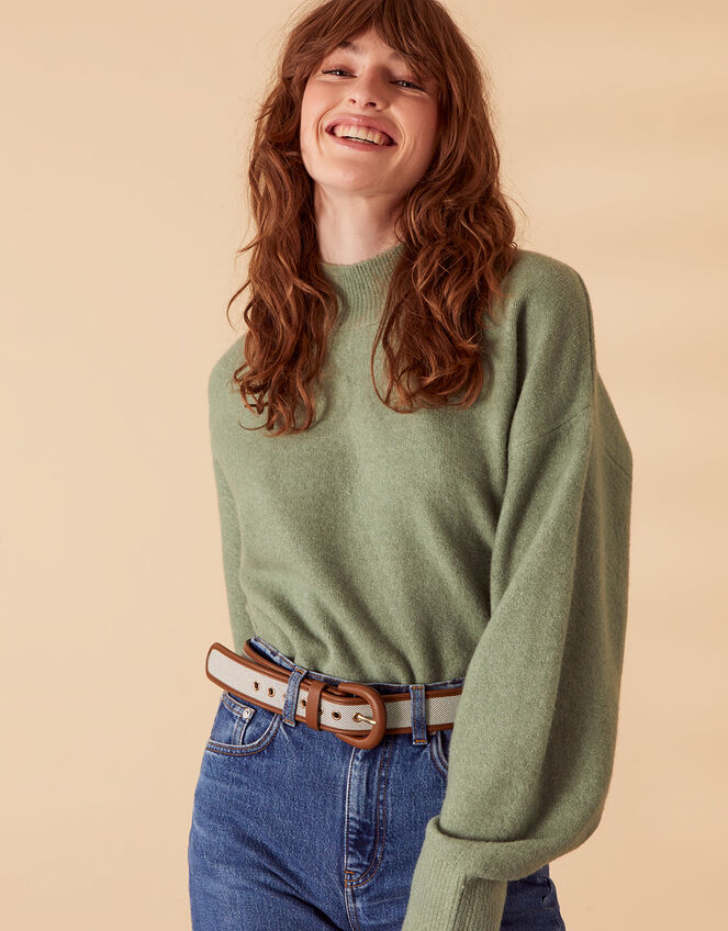 Contrast Edge Canvas Belt , Tan (TAN), large