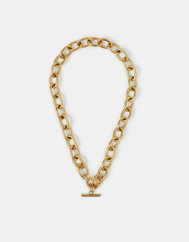 Stainless Steel Chunky T-Bar Necklace, , large