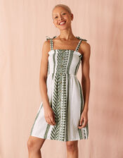 Jacquard Bandeau Dress, Green (KHAKI), large