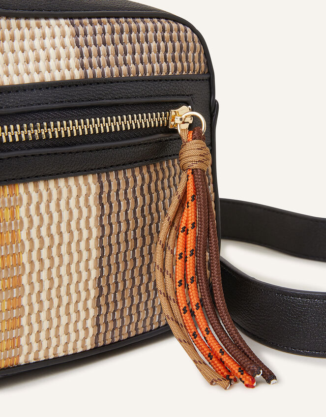 Raffia Stripe Cross-Body Bag, , large