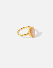 Gold-Plated Irregular Rose Quartz Ring, Pink (PINK), large