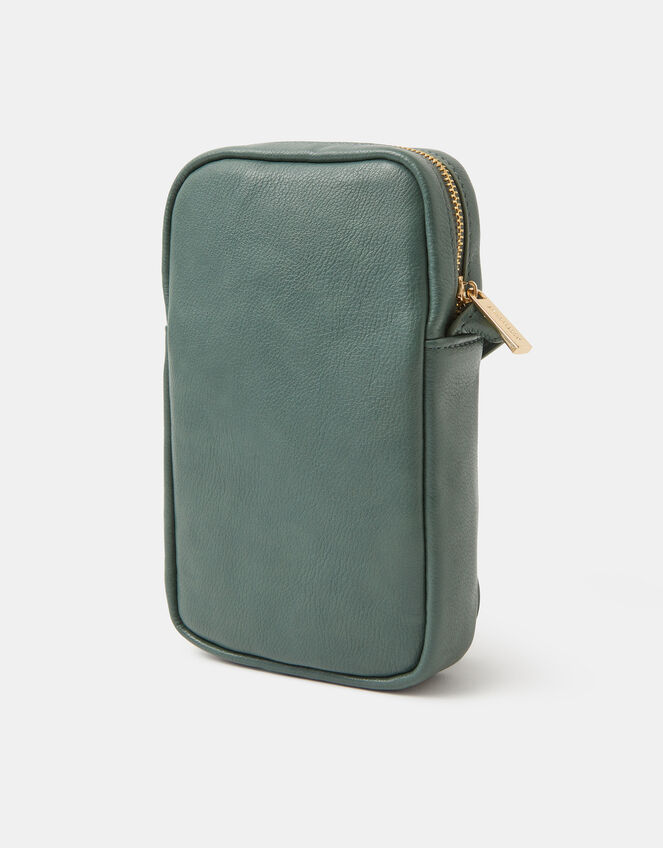 Faux Leather Crossbody Phone Bag, Teal (TEAL), large