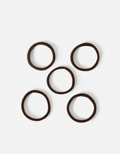Thick Towelling Hair Bands 5 Pack, Brown (BROWN), large