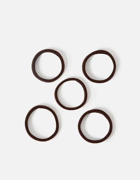 Thick Towelling Hair Bands 5 Pack Brown, Brown (BROWN), large