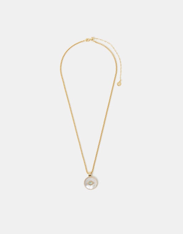 14ct Gold-Plated Pearl Eye Pendant Necklace, , large