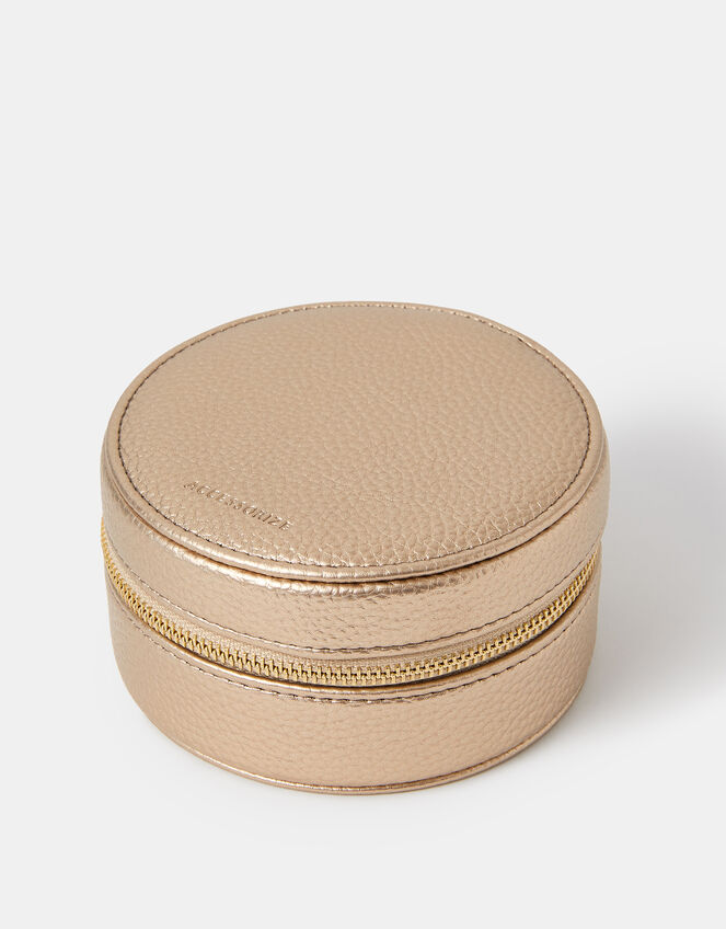 Round Metallic Jewellery Box, , large