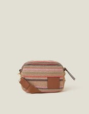 Small Stripe Raffia Cross-Body Bag, , large