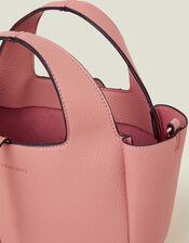 Top Handle Faux Leather Cross-Body Bag, Pink (BLUSH), large