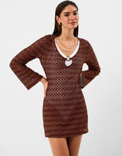 Shimmer Crochet Cover Up, Bronze (BRONZE), large