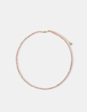 14ct Gold-Plated Rose Quartz Beaded Necklace, , large