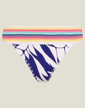 Embroidered Palm Print Bikini Bottom, Blue (BLUE), large