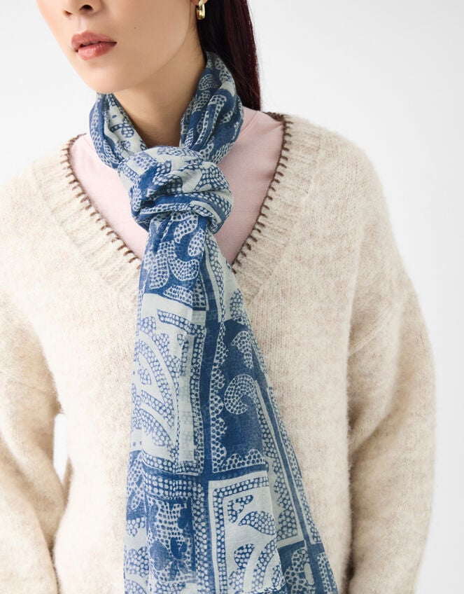 Lightweight Dotty Paisley Print Scarf, , large