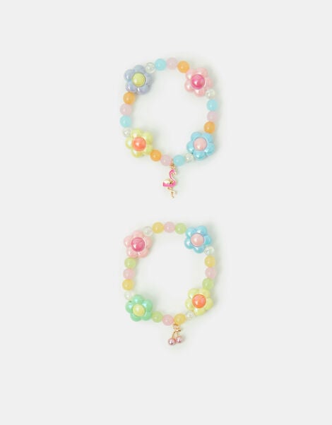 2-Pack Girls Flower Bead Bracelets, , large