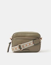 Dina Double Zip Crossbody Bag, Green (KHAKI), large