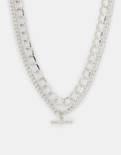 Layered T-Bar Chain Necklace, , large