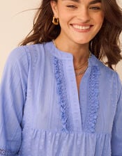 Flute Sleeve Dobby Beach Dress, Blue (BLUE), large