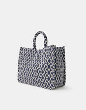 Geometric Print Textile Handbag, , large