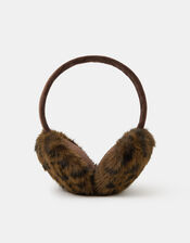 Faux Fur Leopard Print Earmuffs, , large